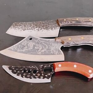 Handcrafted Kitchen Knife Set with Wood Handles